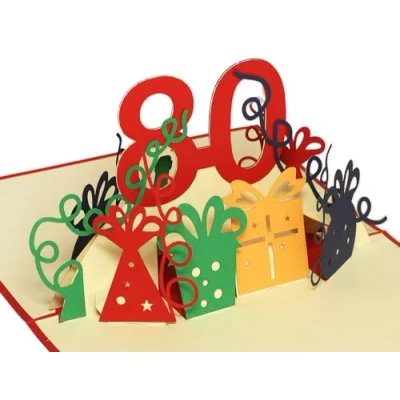 Imagen de tarjetas de felicitación Lin Pop Up 80 beeeeestial Día, cumpleaños para