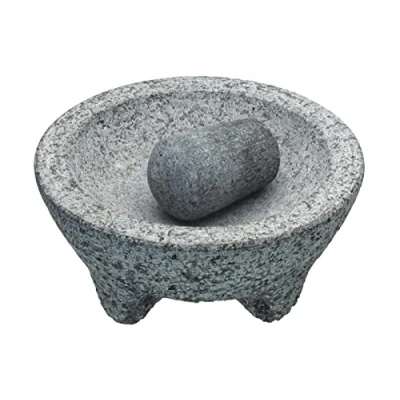 Imagen de KitchenCraft World of Flavors Juego de Mortero Mexicano, Granito Natural, 20cm (8&#039;&#039;), Gris