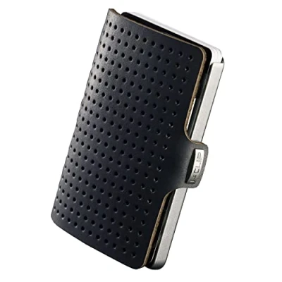 Imagen de I Clip Original Mini Billetera con para Dinero Delgada de Cuero Premium Tarjetero AdvantageR Plata Negro