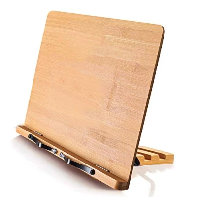 Imagen de Soporte para libros de cocina bambú con 5 alturas ajustables 13,2 x 9,2 cm