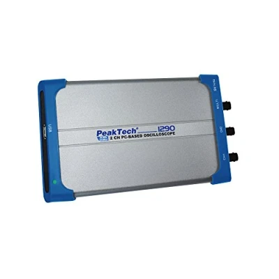 Imagen de PeakTech 1290 Osciloscopio para PC de 2 canales (25MHz) con conexión USB (aislado), software PC, DSO, portátil, (10 Mio./Ch.), 20 modos medición automática Windows