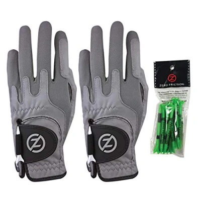 Imagen de Zero Friction Men&#039;s Cabretta Elite Left Hand Universal Fit Golf Gloves 2 Pack, One Size, Grey &amp;