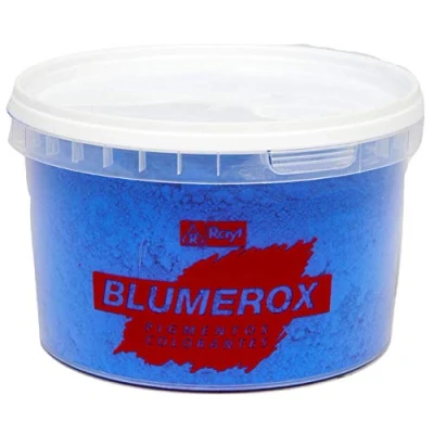 Imagen de Rayt 1183 71 Blumerox Polvo para Interiores Cemento Blanco o Gris, Cal y Yeso. Altísimo Poder colorante. Pigmentos de Primera Calidad. Color Azul 05, 450gr