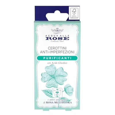 Imagen de Acqua alle Rose, Parches antiimperfecciones, purificantes con activos, de rosa multiflora y ácido glicólico, antipuntos negros, matan purifican, zona T 4 piezas nariz cara