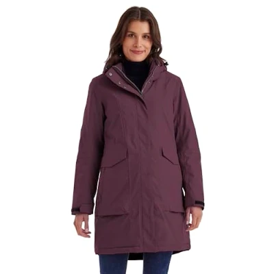 Imagen de killtec Mujer Parka/abrigo impermeable con capucha cremallera Damen Funktionsparka, dunkelpflaume, 44, 43284 000