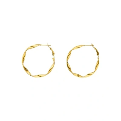 Imagen de PURELEI® pendientes Ke Kai (oro, plata, oro rosa), resistentes al agua, de aro trenzados Acero inoxidable, regalo para mujeres, 42 mm diámetro, Sin piedra preciosa
