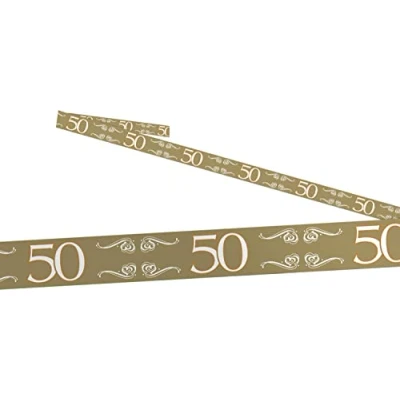 Imagen de Folat B.V. Cinta de Barrer 50 para Bodas Doradas, PVC, 15 m x 7,5 cm Aprox.