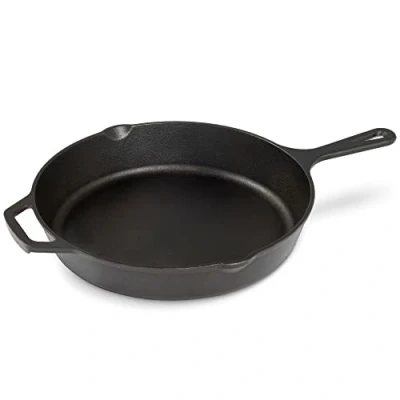 Imagen de Navaris Sartén de Hierro Fundido 30 cm 2 Asas para horno barbacoa cocina gas vitrocerámica inducción Cast Iron Skillet antiadherente con Excelente Retención Calor