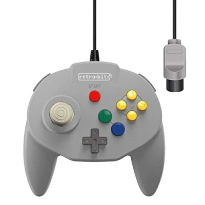 Imagen de Retro Bit Tribute 64 Controlador N64 con cable para Nintendo (gris clásico)