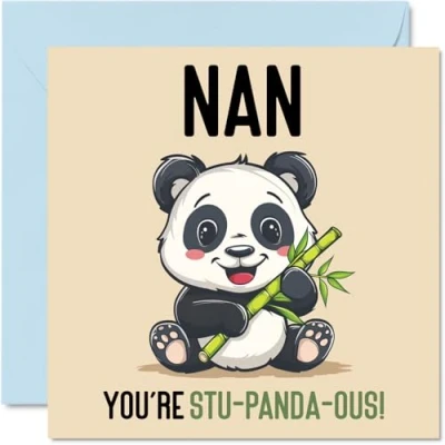 Imagen de tarjetas de cumpleaños para abuela, Stu Panda ous, divertida tarjeta feliz abuela nieto, nieta, regalos niñera, felicitación broma 145 mm x