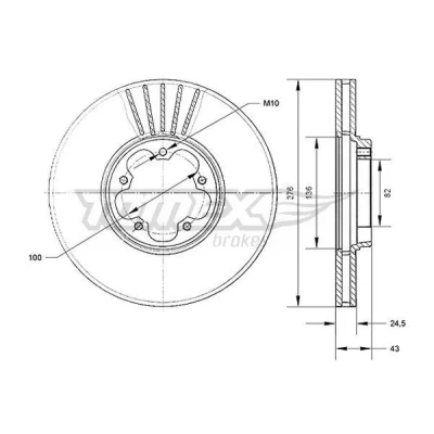 Imagen de TOMEX brakes Disco de freno FORD: Transit Mk5 Furgón, Bus, Camión plataforma/Chasis TX 70 75 1456667,1473008,1520371