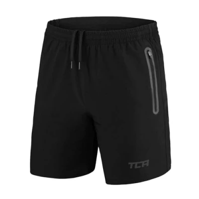 Imagen de TCA Pantalones Cortos Hombre Deporte con Bolsillos de Cremallera Pantalon Corto Tecnología Elite Tech Gym Running Crossfit Negro/Negro, XS
