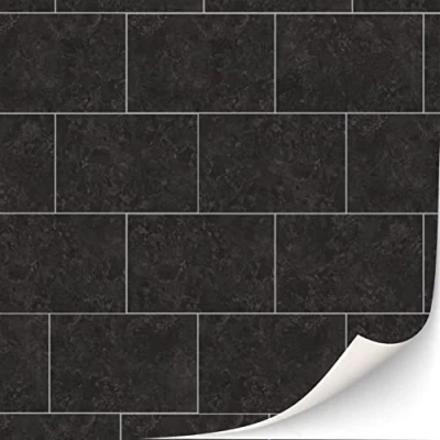 Imagen de 3 hojas autoadhesivas para casas de muñecas escala 1:12 (azulejos negros rectangulares)