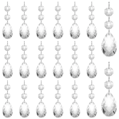 Imagen de BELLE VOUS Cuentas de Cristal Transparente Forma Gota (Pack 20) Candelabro Colgante Araña 8,6 cm Cristales para Lamparas Abalorio Decoración, Repuestos Lamparas, Fiesta Navidad/Boda