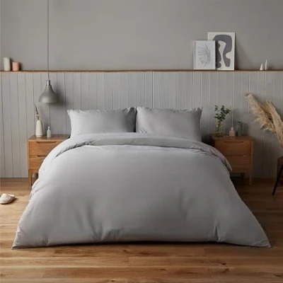 Imagen de Silentnight Supersoft Collection Juego de Funda edredón para Cama Doble (200 x 200 cm) y 2 Fundas Almohada a Juego, Color Gris Paloma