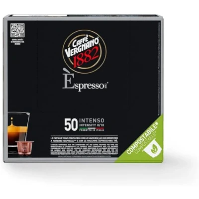 Imagen de Caffé Vergnano 1882 Èspresso cápsulas Café Compatibles Nespresso y Compostables, Intenso Pack 50