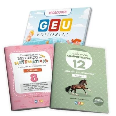 Imagen de LIBROS REPASO Verano 3 Primaria Libro Pack Problemas Matematicas + Lectura Comprensiva Lecturas Comprensivas 12 GEU Cálculo 8