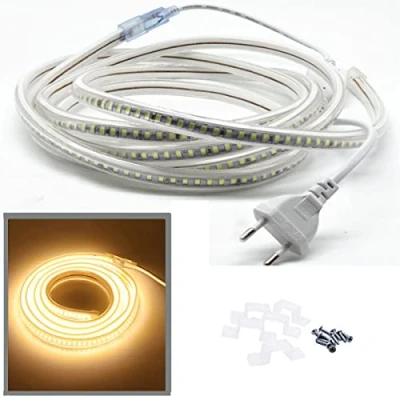 Imagen de FOLGEMIR Tira de LED 4m Blanco Cálido, 2835 SMD 144 LEDs/m, 220V 230V Strip, iluminación muy brillante 900 LM por metro, IP65 Impermeable