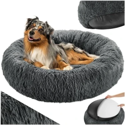 Imagen de TecTake® Cama para Perros Pequeños, Medianos o Grandes, Perro con Acolchado Extragrueso y Borde Elevado, Funda Lavable Base Antideslizante, Cojín de Felpa, Accesorios Perros, Mascotas Ø 70cm