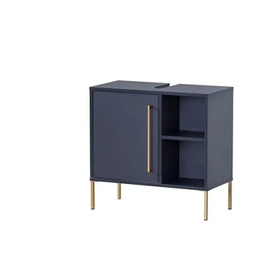 Imagen de Schildmeyer Kent Mueble para Lavabo a Base de Madera, Color Azul Oscuro y Dorado, 65,3 x 33,1 63,3 cm