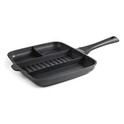 Imagen de Lacor ASADOR Gril 4 1 A.Fun.32X26 Sartén Titanium Pro con Antiadherente, Compartimentos Individuales en 1, Aluminio, 32x26 cm, Liter, Multicolour