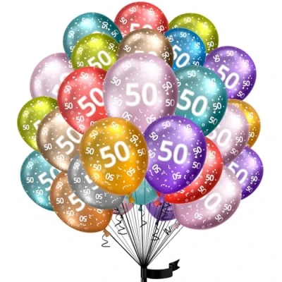 Imagen de Globos de 50 Cumpleaños,Globos Metálicos 15pcs,50 Años Helio látex 100% natural para Cumpleaños Infantiles y niñas
