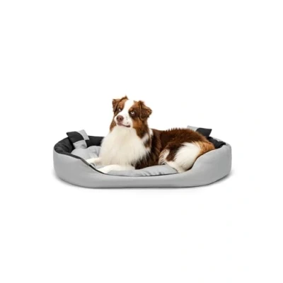 Imagen de lionto Cama para Perros 4 en 1 cojín Cesta con Reversible, (L) 110x80 cm Gris/Negro