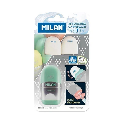 Imagen de Sacapuntas con deposito y goma Capsule Silver Milan