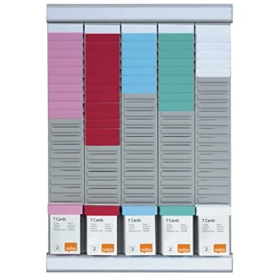 Imagen de Nobo Kit Planificador Semanal de Pared para Tarjetas T, 5 Columnas y 24 Ranuras Tamaño 2, Incluye T en Diferentes Colores, 2911680