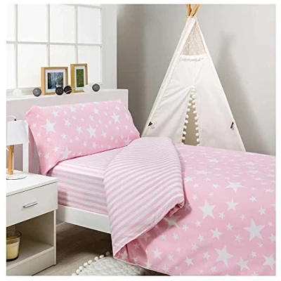 Imagen de COTTON ARTean Funda nordica Infantil/Juvenil Reversible Givette Pink para Cama de 105 x 190/200 50% algodón Poliester, Color : Rosa