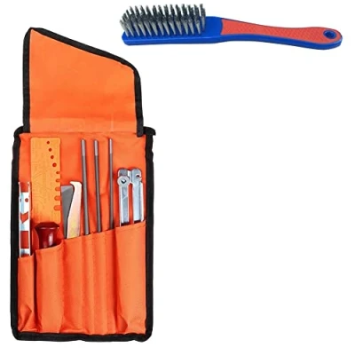 Imagen de BEEOFICEPENG Kit de afilado motosierra, 10 piezas, juego limas cadena , universales para afilar