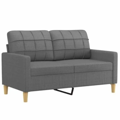 Imagen de vidaXL Sofá de 2 plazas Tela Gris Oscuro 120 cm