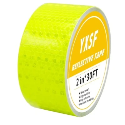 Imagen de YXSF Cinta reflectante fluorescente amarilla, Adhesivo 5 cm x 10 m, impermeable autoadhesiva al aire libre de alta visibilidad, adecuada para vehículos