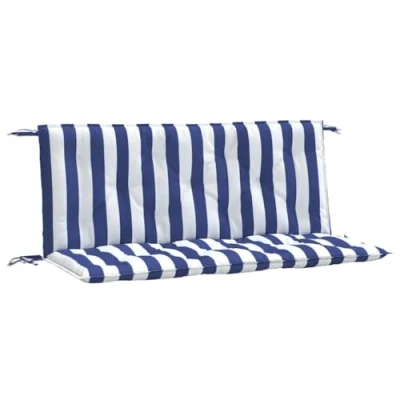 Imagen de vidaXL Cojines Banco jardín 2 uds Tela a Rayas Azul Blanco 120x50x7 cm