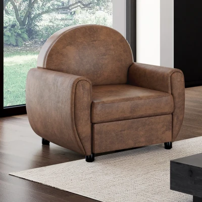 Imagen de Sillón vintage CLUB GASTON, marrón oscuro con efecto envejecido