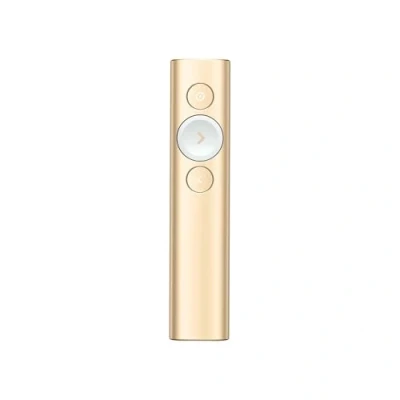 Imagen de Logitech Spotlight Presentador Inalámbrico, 2.4 GHz y Bluetooth, Receptor USB, Puntero Láser Digital, Distancia de 30 Metros, Cronometro, PC/Mac/Android/iOS, Dorado/Blanco