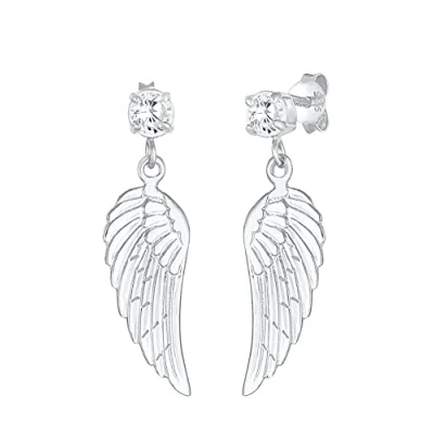 Imagen de pendientes de mujer Plata con diseño alas ángel, símbolo y circonitas incrustadas, ley 925, para alas,