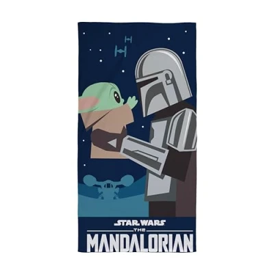 Imagen de Character World Toalla Oficial de Disney Mandalorian Star Wars Tacto súper Suave, diseño I&#039;ve Been Looking for You hogar, baño, Playa y Piscina, 140 x 70 cm