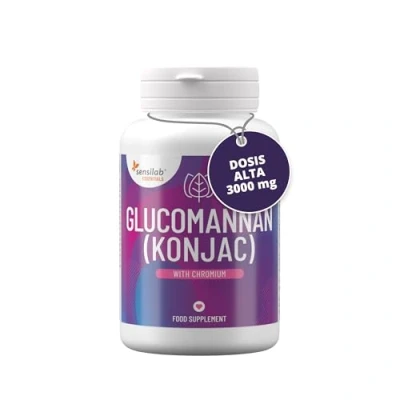 Imagen de Glucomanano Konjac 3000 mg Cromo 180 Cápsulas De Alta Dosis Vegano, Sin aditivos, alérgenos, ni OGM Para 30 días Sensilab Essentials