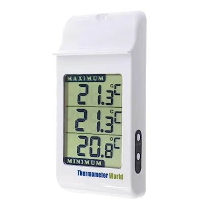 Imagen de Grande Digital Max Min termómetro en color gris para interior y exterior pared de efecto invernadero