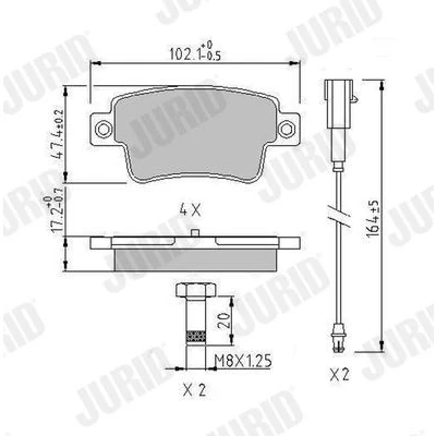 Imagen de JURID 573345J Juego de pastillas freno con contacto avisador desgaste FIAT: Punto Evo Hatchback, III ABARTH: