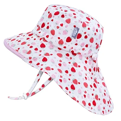 Imagen de Jan &amp; Jul Sombrero de Sol Aventurero niña Infante con protección para el Cuello (Talla: 6 24 Meses, Fresa)