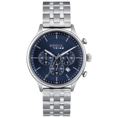 Imagen de BREIL, Colección Classy, Reloj para Hombre, Cronógrafo de Acero, Movimiento SUNON PE902, Cierre Plegable con Botones, Caja 42 mm, Resistente al Agua, Longitud Ajustable 15,5 21 cm, Plata Azul