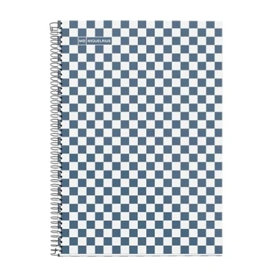 Imagen de Miquelrius Cuaderno Escolar 4x4 mm, Tamaño Folio (215 x 309 mm), 80 Hojas de 90 g/m², Cuadrícula mm con margen, Encuadernado Espiral, Cubierta rígida, Diseño damero azul