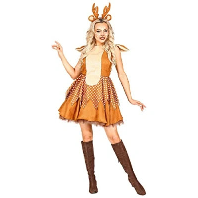 Imagen de WIDMANN MILANO PARTY FASHION disfraz de ciervo, vestido con enagua, cornamenta, reno, animal, carnaval