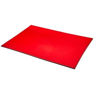 Imagen de Freeform Mantel Individual Rectangular Reversible de Dos Tonos, Cuero sintético, Rojo Negro, 40 x 30 cm