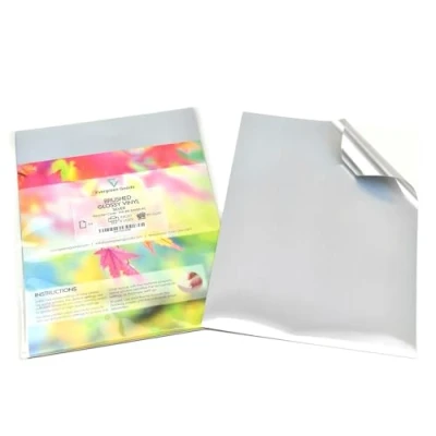 Imagen de Evergreen Goods™ 20 hojas de vinilo adhesivo A4 plateado cepillado Etiquetas autoadhesivas impermeables e imprimibles con láser Adecuado para máquinas Cricut, fabricación calcomanías