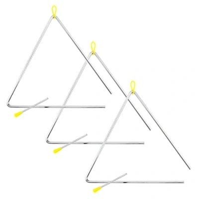 Imagen de TIGER TRI28 3 MT Instrumentos triangulares Samba de 12 pulgadas, triángulos acero resistentes con golpeadores metal, ideal para uso escolar, banda o en el hogar, paquete