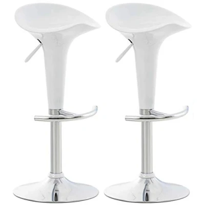 Imagen de Set de 2 Taburetes Saddle Modernos I Bar Regulables en Altura &amp; Giratorios Altos con Reposaiés Color:, Color:Blanco