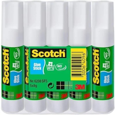 Imagen de Scotch Pegamento de Barra, 5 Barras 8g para Uso Adhesivo el Colegio, Hogar y la Oficina Sin Disolvente, Lavable
